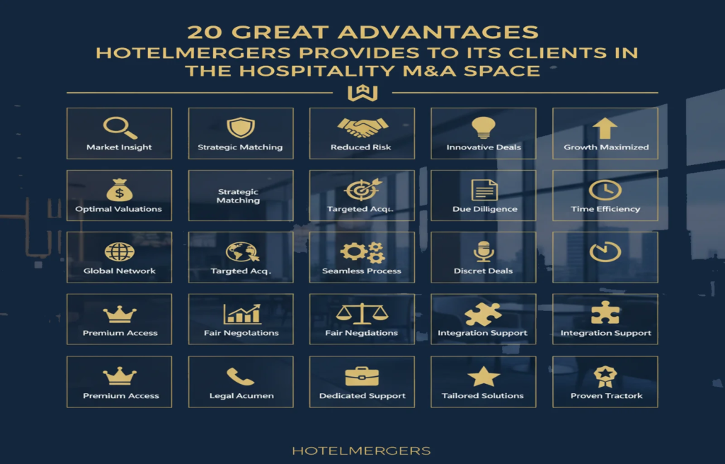 20 GREAT ADVANTAGES HOTELMERGERS PROVIDES TO ITS CLIENTS IN THE HOSPITALITY M&A SPACE